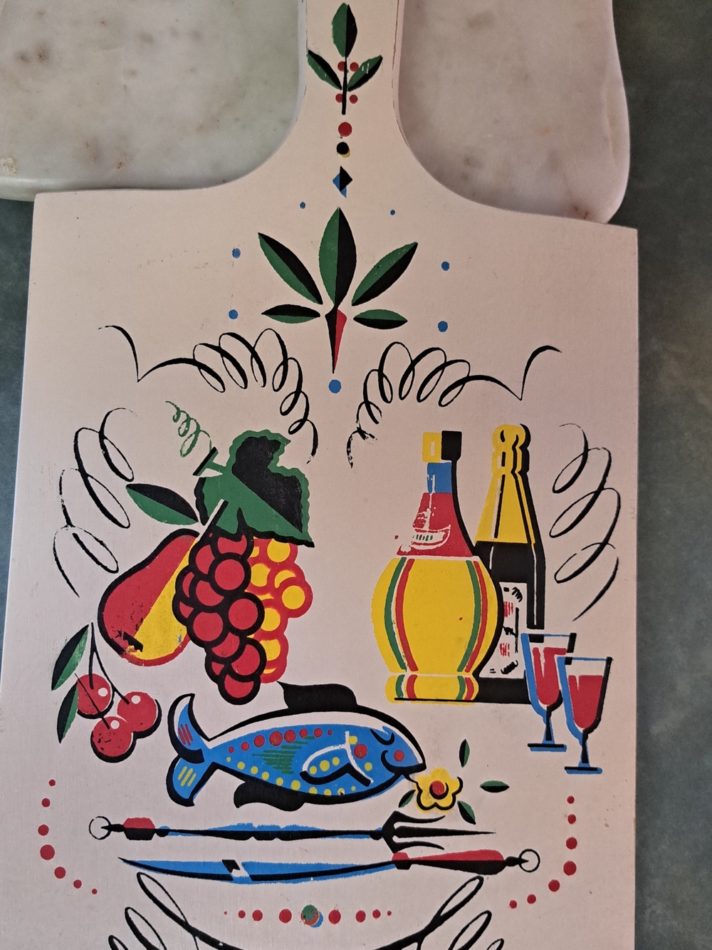 Decorative Painted Serving Cutting Board - Multicolor